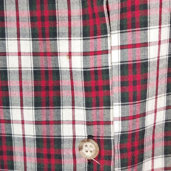 Red black white plaid button down shirt  Sz M - Picture 3 of 4